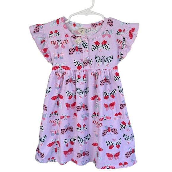 Tucker + Tate Pink Butterfly Dress w/ Flutter Sleeves & Bloomers - Size 24m - Picture 1 of 3